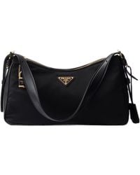 Prada - Logo Plaque Padlock-Detailed Shoulder Bag - Lyst