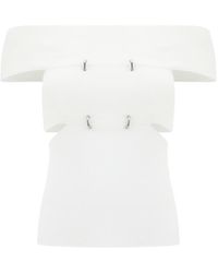 McQueen - Cut-Out Off-Shoulder Stretch Top - Lyst