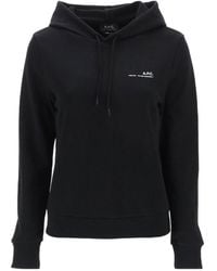 A.P.C. - Logo Print Drawstring Hoodie - Lyst