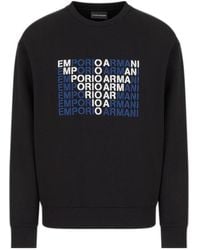 Emporio Armani - Logo-Printed Round-Neck Sweater - Lyst
