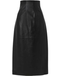 Chloé - High-Waisted Leather Midi Skirt - Lyst
