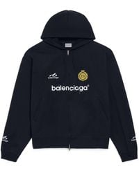 Balenciaga - Cotton Crest Oversized Zip-Up Hoodie - Lyst