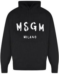 MSGM - Logo-Print Drawstring Hoodie - Lyst