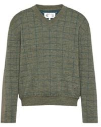Maison Margiela - Long Sleeve V-Neck Grid-Pattern Jumper - Lyst