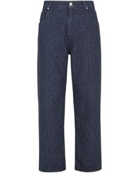 Fendi - Straight-Leg Topstitched Long Jeans - Lyst