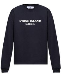 Stone Island - Logo-Print Cotton Sweatshirt - Lyst