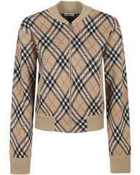 Burberry - Checked Zip-Up Cardigan - Lyst