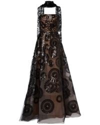 Elie Saab - Scarf-Detail Sequined Tulle Gown - Lyst