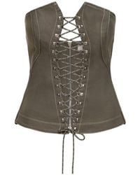 Dion Lee - Cotton Denim Laced Hiking Corset Top - Lyst