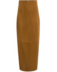 KHAITE - Suede Maxi Skirt - Lyst