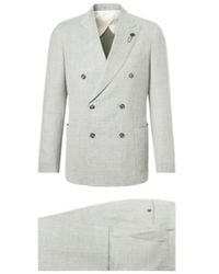 Lardini - Double-Breasted Wool, Silk, And Linen Suit - Lyst