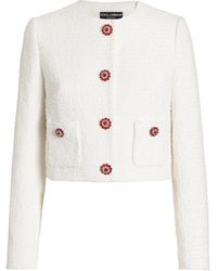 Dolce & Gabbana - Single-Breasted Crewneck Tweed Jacket - Lyst