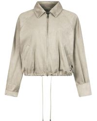 Liu Jo - Drawstring Suede Bomber Jacket - Lyst