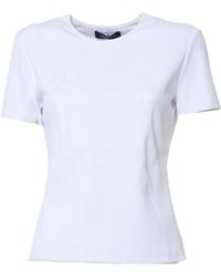 Blumarine - Logo Embroidered Crewneck Knitted T-Shirt - Lyst