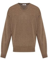 Jil Sander - V-Neck Knitted Sweater - Lyst