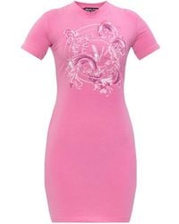 Versace Jeans Couture - Couture Baroque Logo Sequined Dress - Lyst