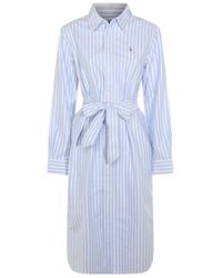 Polo Ralph Lauren - Striped Long Sleeved Shirt Dress - Lyst