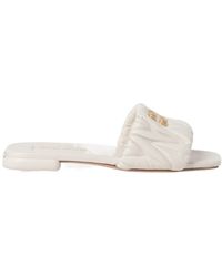 Miu Miu - Matelassé Nappa Leather Slides - Lyst