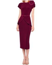 Norma Kamali - Belted Peplum Midi Dress - Lyst