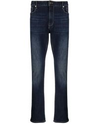 Emporio Armani - Logo Plaque Washed Denim Jeans - Lyst