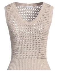 Brunello Cucinelli - Solid-Color Sleeveless V-Neck Knitted Top - Lyst