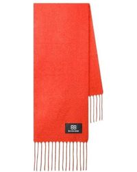 Balenciaga - Logo Patch Fringed Scarf - Lyst