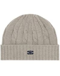 Celine - Triomphe Cable-Knit Beanie - Lyst