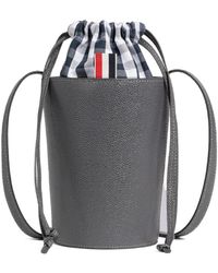 Thom Browne Printed Leather Mini Bucket Bag in Red | Lyst