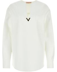 Valentino - Logo Plaque V-Neck Top - Lyst