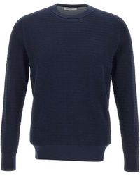Kangra Cashmere - Kangra Textured Crew Neck Knitted Sweater - Lyst