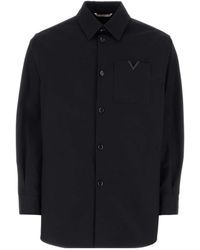 Valentino - Vlogo Plaque Straight Hem Shirt - Lyst