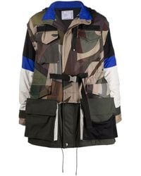 Sacai - Camouflage-Print Hooded Coat - Lyst