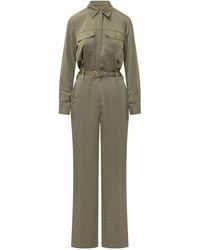 Michael Kors - Michael Satin Belted Shirt Jumpsuit - Lyst