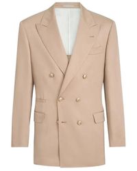 Brunello Cucinelli - Délavé-Silk And Linen Gabardine One-And-A-Half Breasted Tailor Blazer With Metal Buttons - Lyst