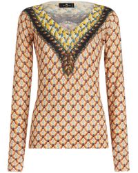 Etro - Floral-Printed Crewneck Knitted Top - Lyst