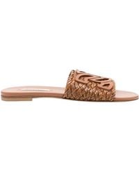 Casadei - Round-Toe Flat Sandals - Lyst