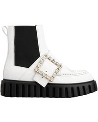 Roger Vivier - Viv' Go-Thick Strass Buckle Chealsea Ankle Boots - Lyst