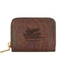 Etro - Paisley Printed Logo Embroidered Coin Holder - Lyst
