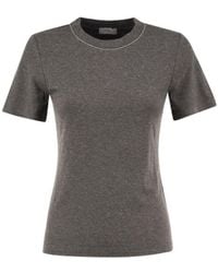 Peserico - Viscose Jersey T-Shirt With Lurex - Lyst