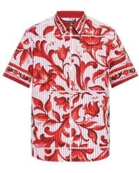 Dolce & Gabbana - Majolica-Print Striped Poplin Hawaii Shirt - Lyst