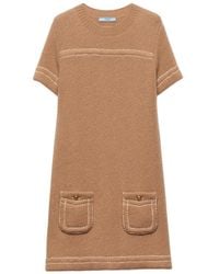 Prada - Short Sleeved Crewneck Mini Dress - Lyst