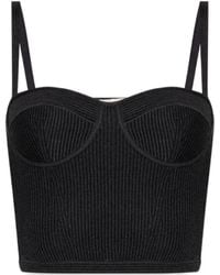McQueen - Ribbed Cropped Bustier Top - Lyst