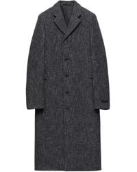 Prada - Single-Breasted Wool Blend Coat - Lyst