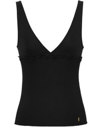Saint Laurent - Cassandre V-Neck Ribbed Tank Top - Lyst
