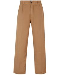 BOSS - Camel Pleated Wideleg Trousers - Lyst