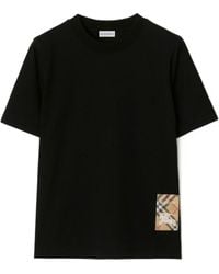 Burberry - Cotton Check Label T-Shirt - Lyst