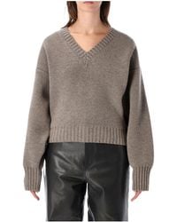 Rohe - Sculptural V-Neck Knitted Sweater - Lyst