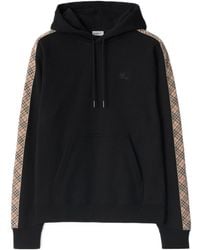 Burberry - Ekd Embroidered Checked Drawstring Hoodie - Lyst