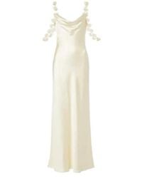 Self-Portrait - Floral-Appliqué Satin Maxi Dress - Lyst