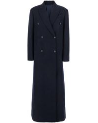 Brunello Cucinelli - Double-Breasted Long Coat With Peak Revers - Lyst